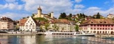 Panorama von Schaffhausen mit Fluss las Motivation Singles kennenzulernen